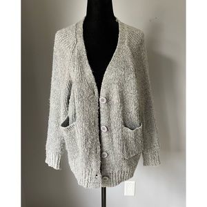 Grey Button Knit Cardigan (S)